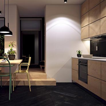 Căn hộ nhỏ với tông màu tối kết hợp gỗ cho căn hộ của bạn thêm sang trọng