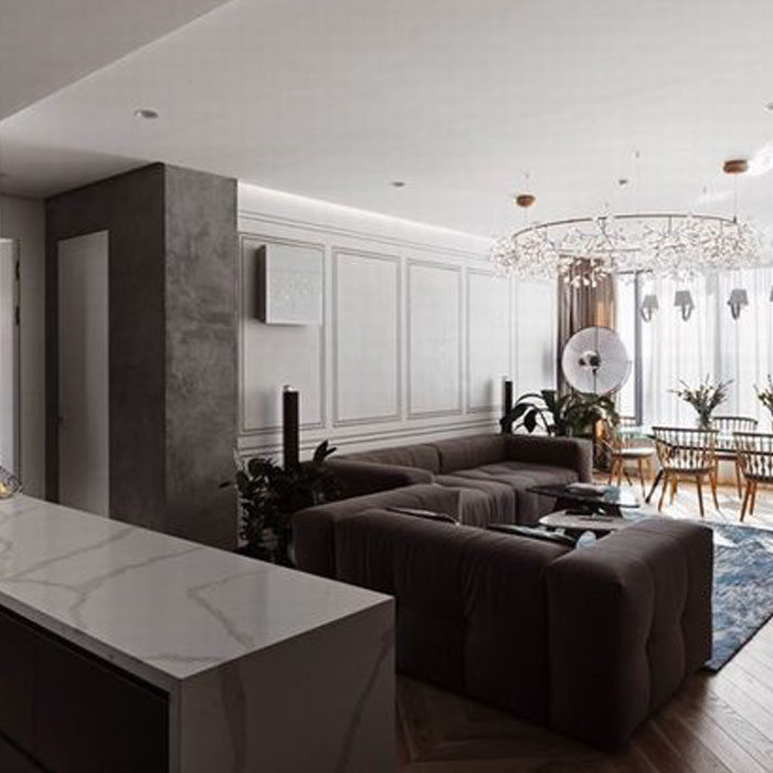 Mẫu thiết kế nội thất chung cư không gian lớn hiện đại độc đáo sang trọng