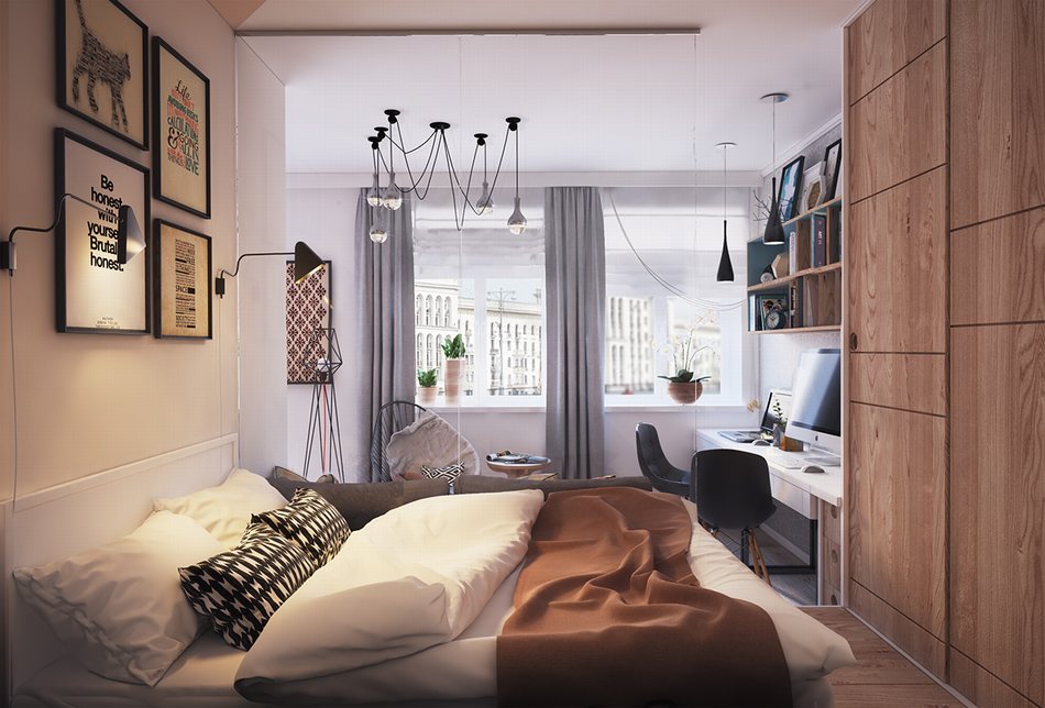 Ý tưởng thiết kế căn hộ 40m2 một phòng ngủ hiện đại 5