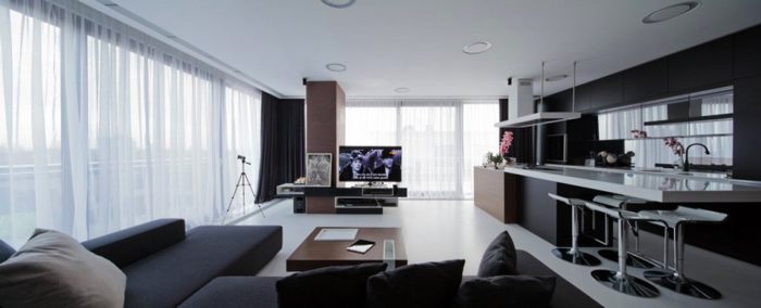 Ý tưởng thiết kế,penthouse sang trọng,với 3 màu trắng,đen và nâu 65