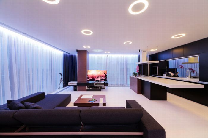 Ý tưởng thiết kế,penthouse sang trọng,với 3 màu trắng,đen và nâu 6
