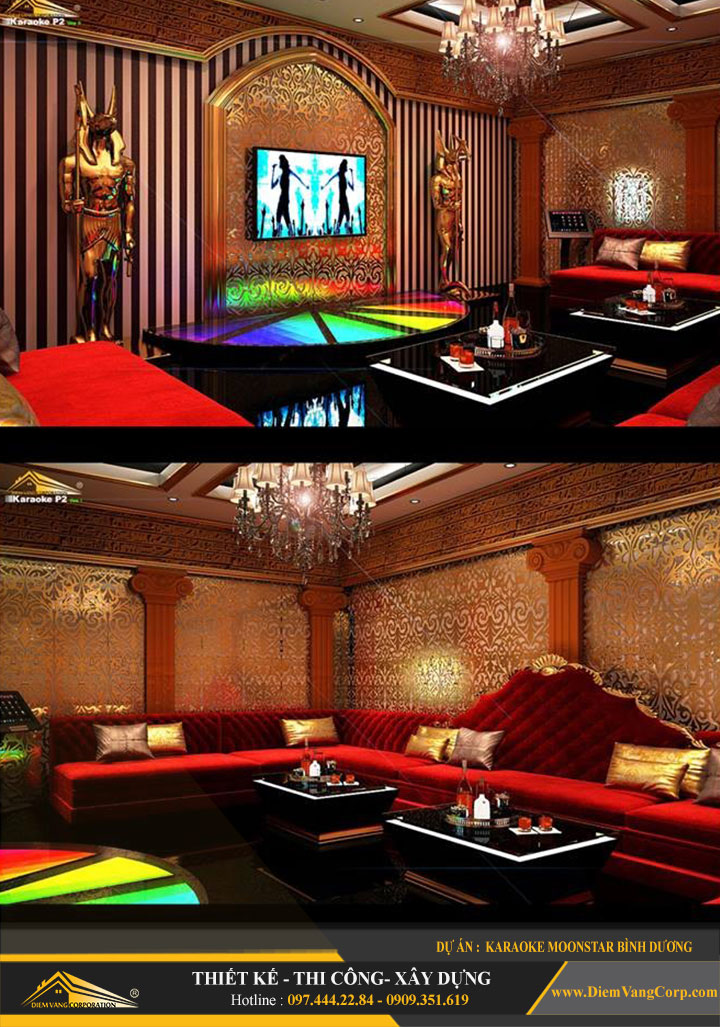 thiết kế 3d phòng karaoke cổ điển