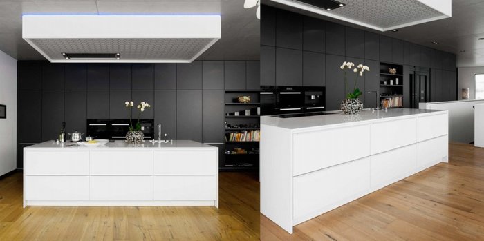 Thiết kế nội thất bếp với tông đen trắng gỗ 4