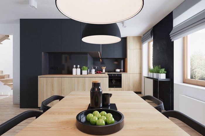 Thiết kế nội thất bếp với tông đen trắng gỗ 17