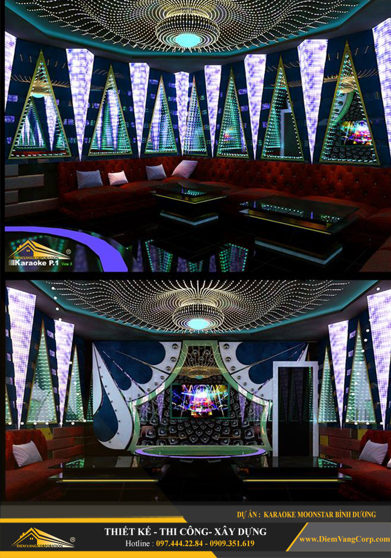 Thiết kế thi công phòng hát karaoke VIP Led Full tại Bình Dương