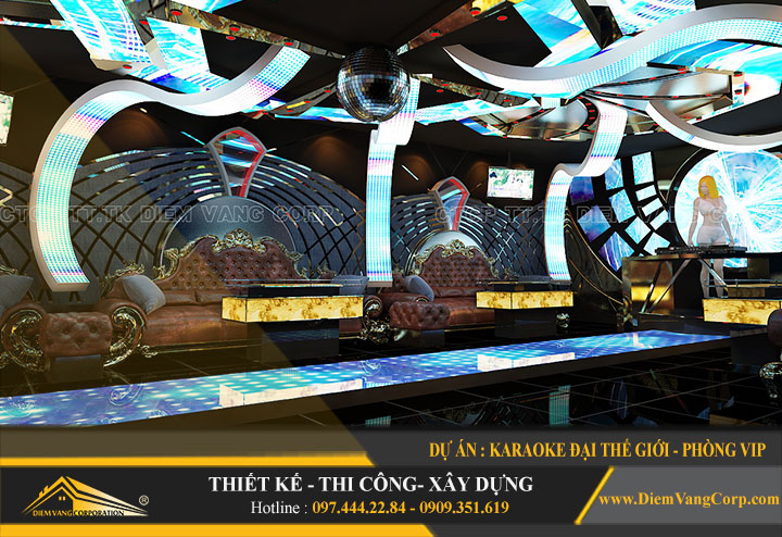 Thiết kế thi công phòng Vip Karaoke Đại Thế Giới,mini bar 3