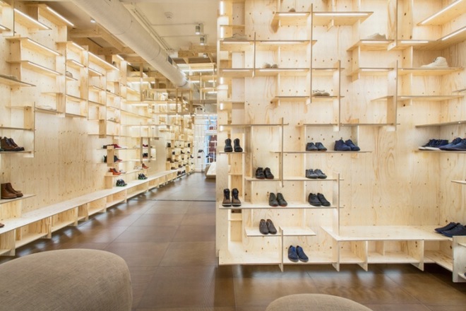 Ý tưởng thiết kế shop giầy với nội thất gỗ độc đáo 2
