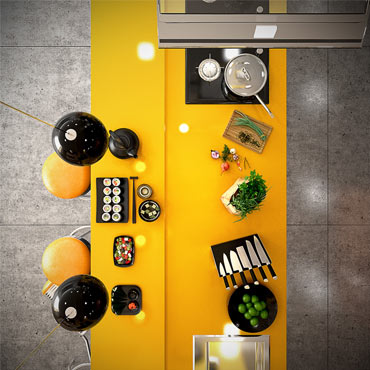 Những mẫu thiết kế nhà bếp với tông vàng là điểm nhấn