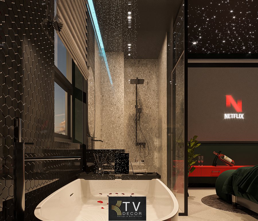 thiết kế khách sạn hiện đại, phòng khách sạn tông tối, KTV GROUP, thi công khách sạn cao cấp, thiết kế nội thất khách sạn, phong cách luxury dark, hotel design