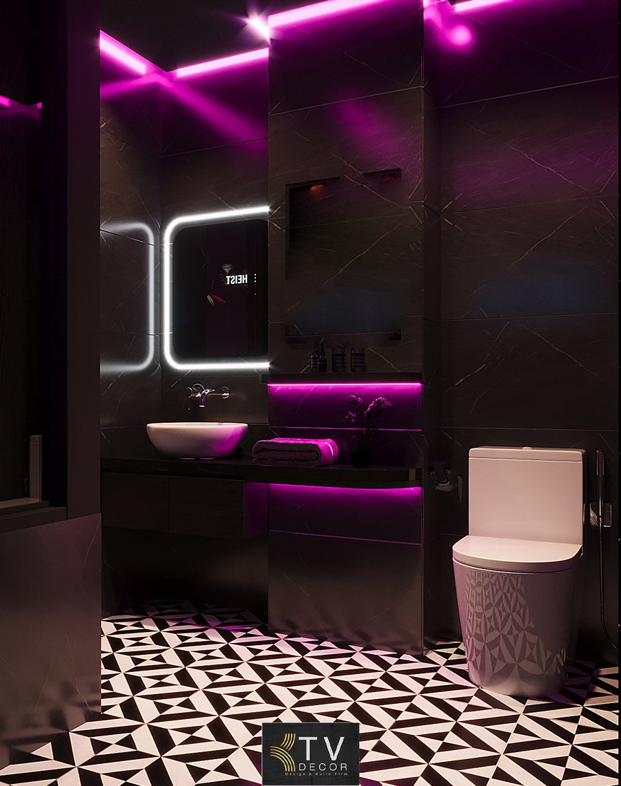 Dự Án Thiết Kế Phòng Khách Sạn Hiện Đại Phong Cách Neon Tím
