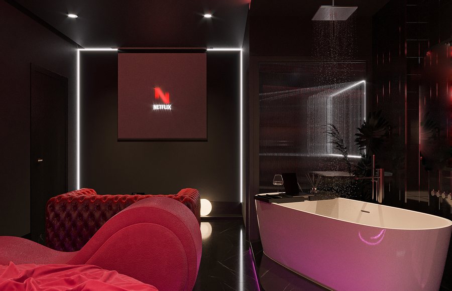 Phong cách hiện đại – Modern Pink & Violet Hotel Room Design