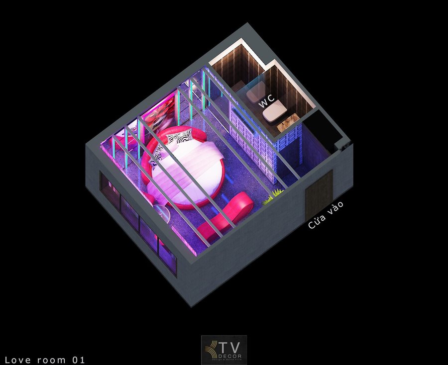 Thiết kế phòng khách sạn nghệ thuật hiện đại với ánh sáng neon độc đáo – KTV Group