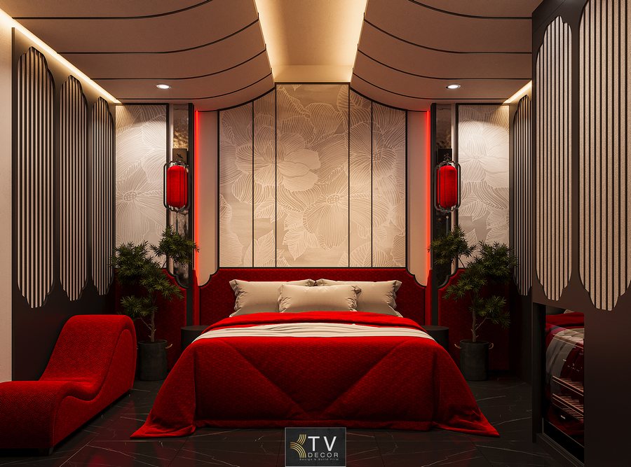 Mẫu thiết kế nội thất phòng khách sạn Á Đông hiện đại tinh tế – KTV Group 1