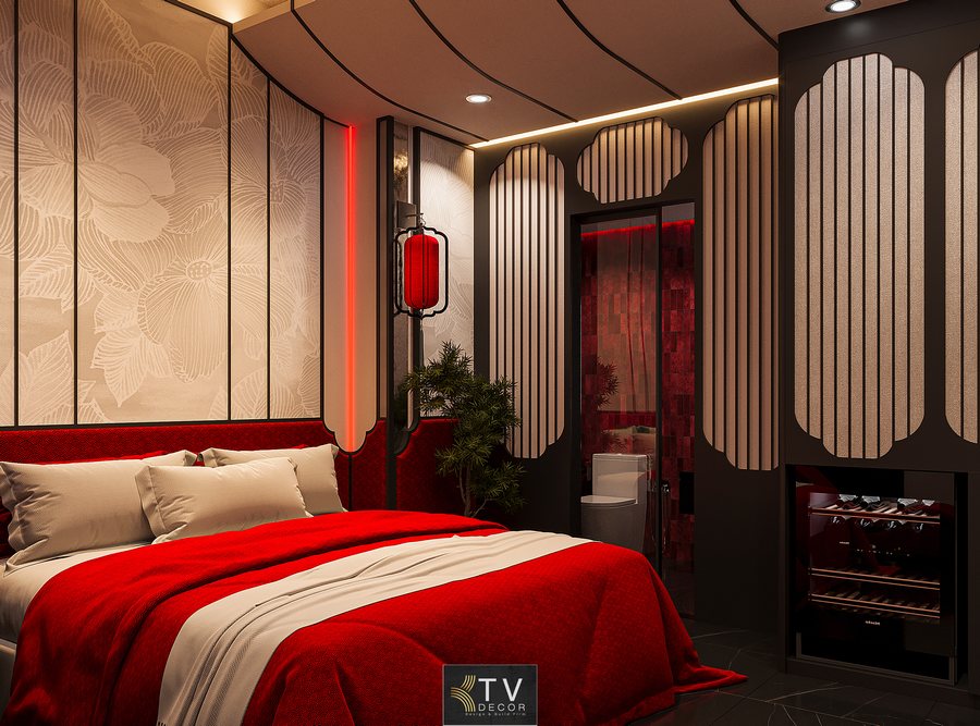 Mẫu thiết kế nội thất phòng khách sạn Á Đông hiện đại tinh tế – KTV Group 2