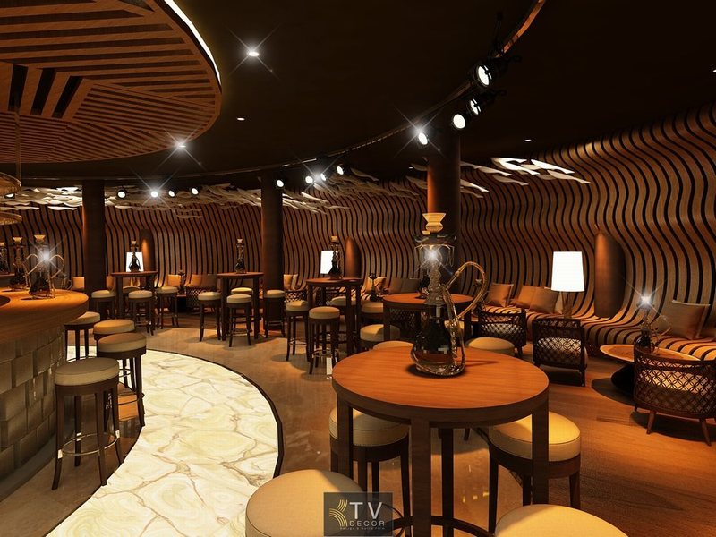 Lounge bar club KTV phong cách hình tròn  Quầy trung tâm lounge bar club KTV độc đáo  Nội thất lounge bar club KTV bằng gỗ 