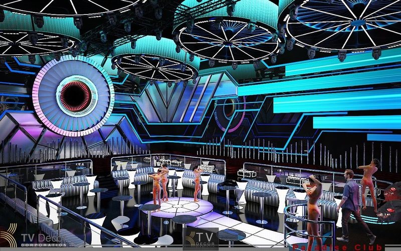 Không gian bar KTV ánh sáng mạnh mẽ 