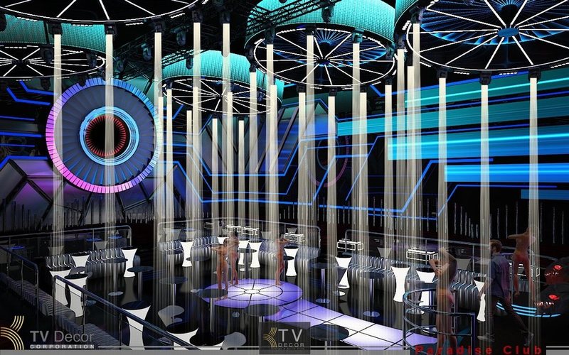 Thiết kế bar KTV với hiệu ứng đèn laser 