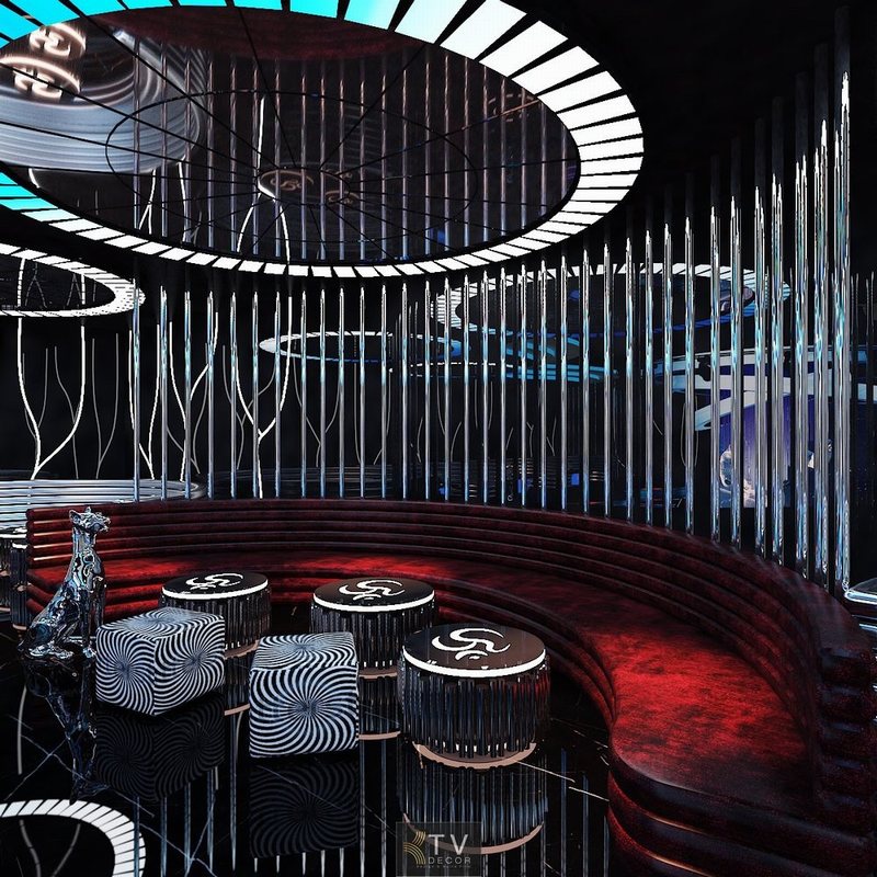 Mô hình bar KTV kết hợp lounge Không gian DJ bar KTV Setup ánh sáng trần bar KTV 