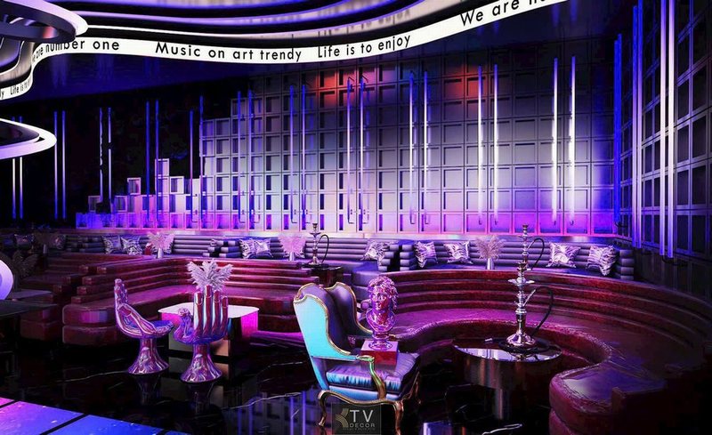 Không gian lounge bar club KTV phong cách tương lai  Thiết kế ánh sáng nghệ thuật lounge bar club KTV 