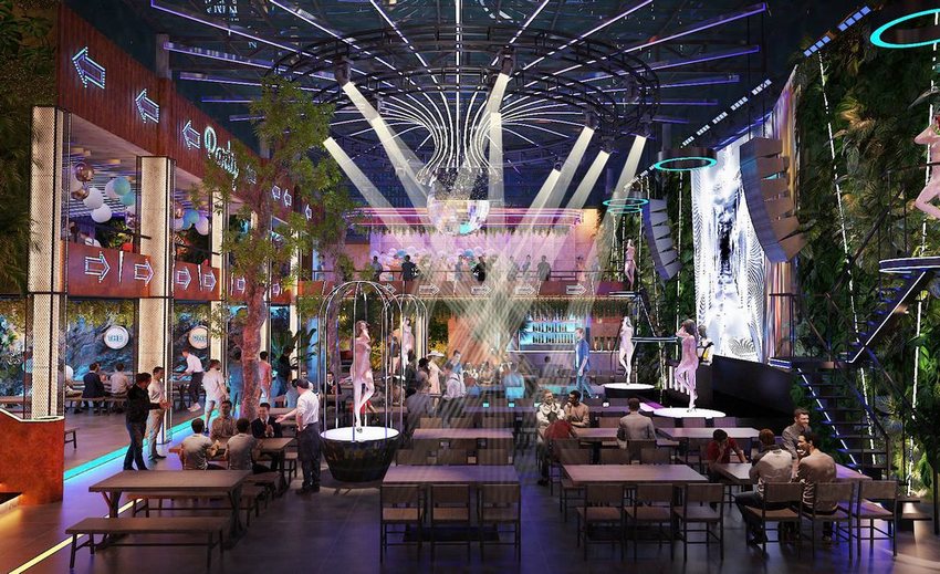 Thiết kế thi công beer food garden hiện đại kết hợp sân khấu giải trí – Mô hình F&B Beer Garden chuyên nghiệp.