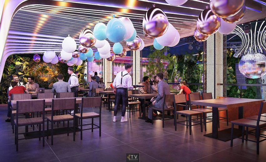 Thiết kế thi công beer food garden tầng lửng – không gian ẩm thực kết hợp giải trí hiện đại và xanh mát.