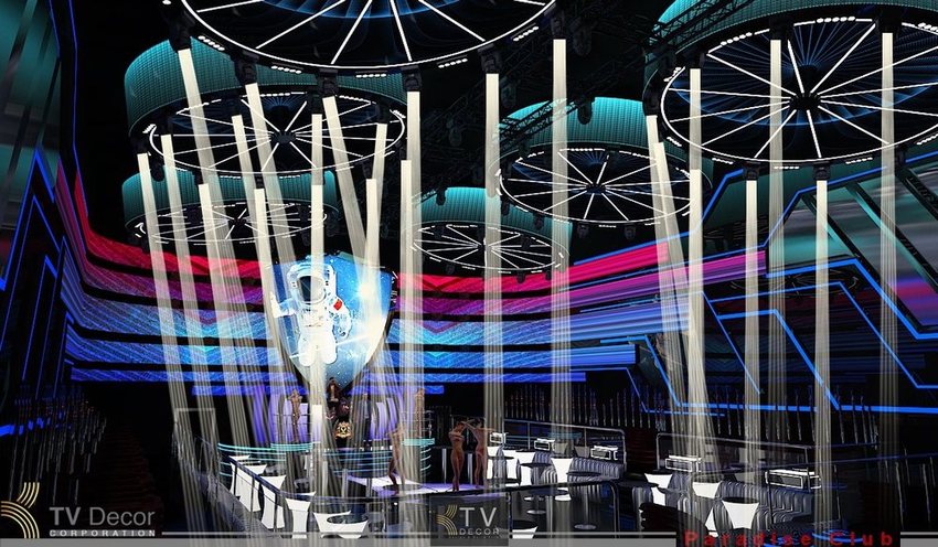 thiết kế thi công Bar Club Nightlife Lounge hiện đại với ánh sáng LED và laser ấn tượng bởi KTVDecor – không gian giải trí cao cấp, phong cách phi hành gia