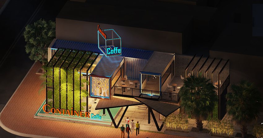 Thiết kế – Thi công quán Cafe Container 2 tầng độc đáo, hiện đại và xanh mát 2