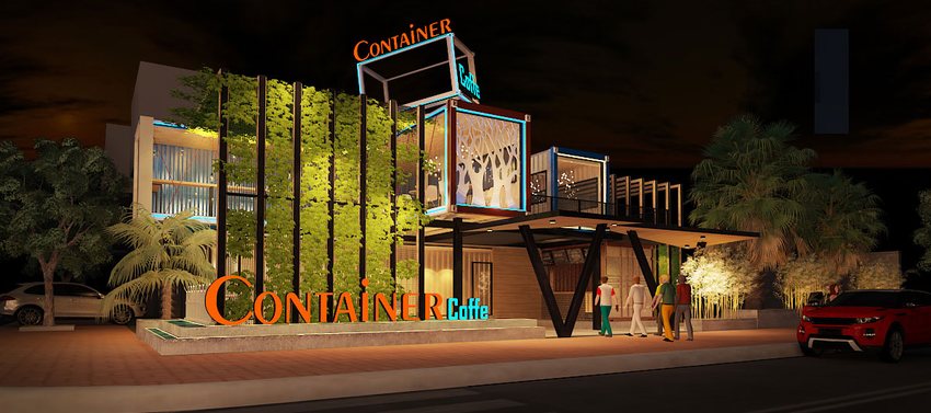 Thiết kế – Thi công quán Cafe Container 2 tầng độc đáo, hiện đại và xanh mát 4