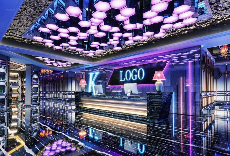 Thiết kế KTV karaoke đẹp 2211 – Khu vực lễ tân sang trọng với trần LED và mặt đá cao cấp | KTV KARAOKE 