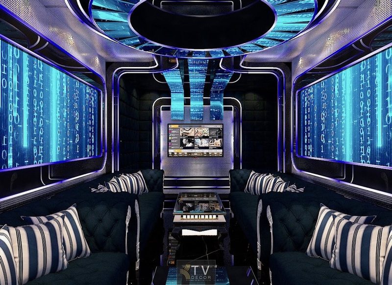 Mẫu thiết kế KTV karaoke đẹp 2224 – Phòng hát concept tương lai đậm chất công nghệ