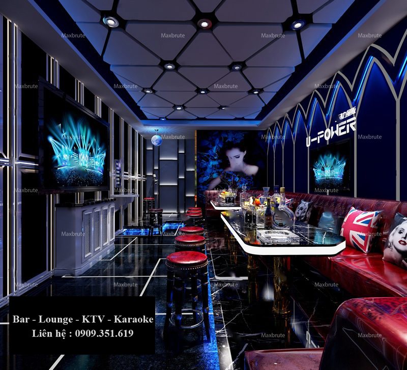 Mẫu thiết kế KTV karaoke đẹp 2228 – Phòng hát phong cách bar lounge hiện đại, cá tính