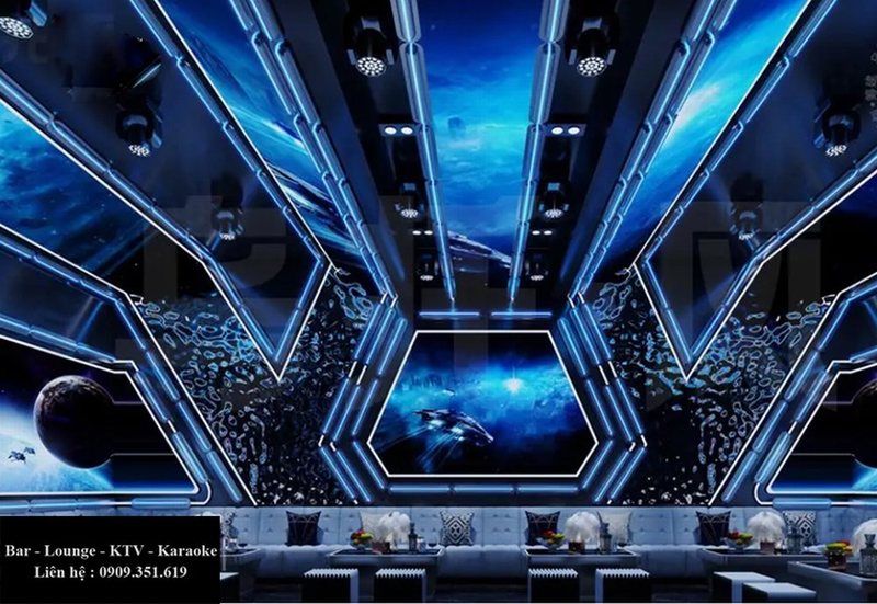 Thiết kế KTV Karaoke đẹp 2232 – Phòng hát không gian vũ trụ hiện đại | KTV Decor