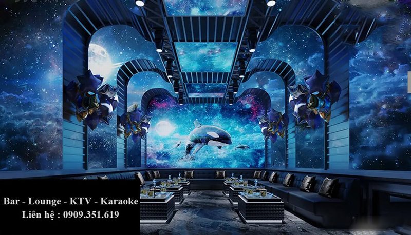 Thiết kế KTV Karaoke đẹp 2233 mang lại cảm giác như đang lạc vào chiều không gian khác, nơi đại dương và vũ trụ hòa quyện. B 