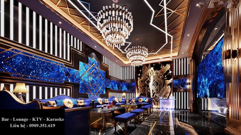 Mẫu Thiết Kế KTV Karaoke Đẹp 2241 – Không Gian Hoàng Gia Kết Hợp Vũ Trụ Đầy Ấn Tượng