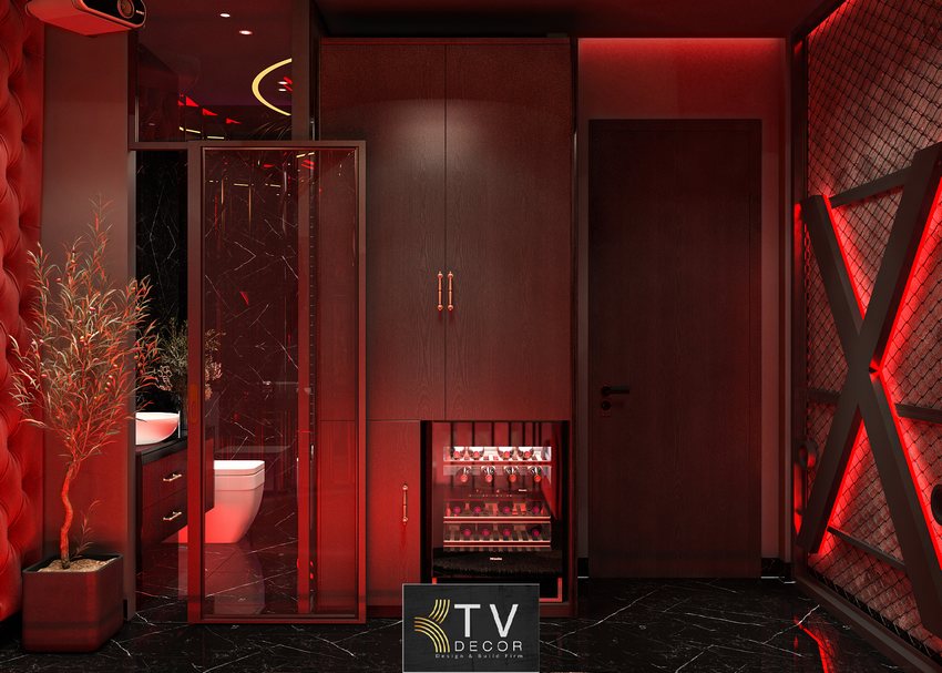 Thi công phòng khách sạn tình yêu độc lạ với rèm nhung đỏ cao cấp Thiết kế thi công phòng Love Hotel với phong cách Fantasy đầy sáng tạo