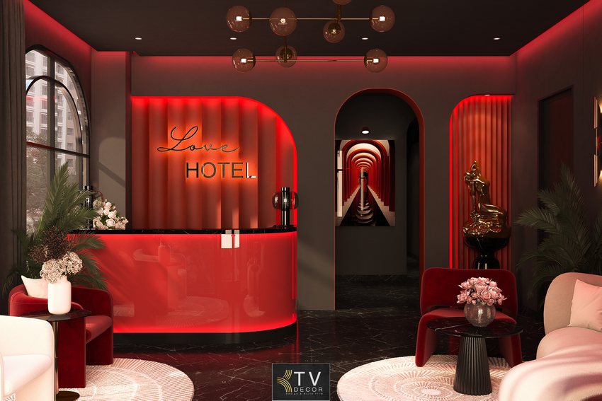 Thiết kế sảnh khách sạn Love Hotel sang trọng và hiện đại