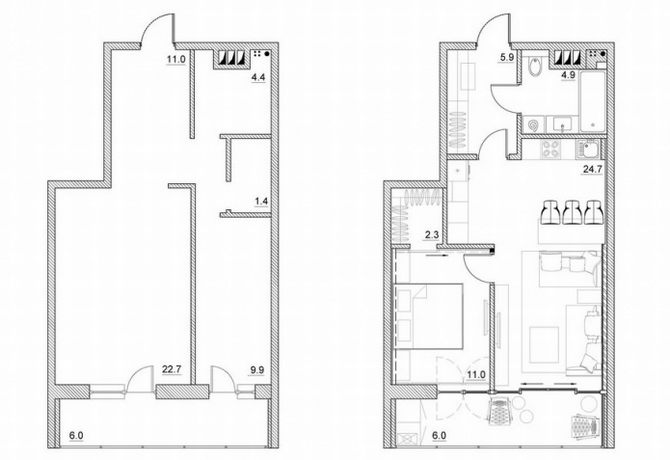 thiết kế nội thất đẹp cho căn hộ chung cư nhỏ 1 phòng ngủ 55m2 7