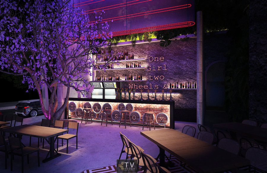 Thiết kế nhà hàng Beer Garden phong cách Food Music với ánh sáng LED trần độc đáo.