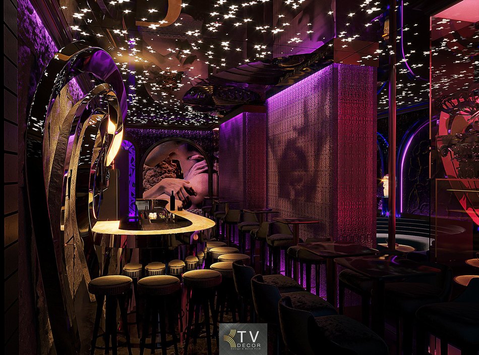 Thiết kế quầy bar Mini Lounge với đường cong kim loại tạo điểm nhấn độc đáo.  Alt 4 