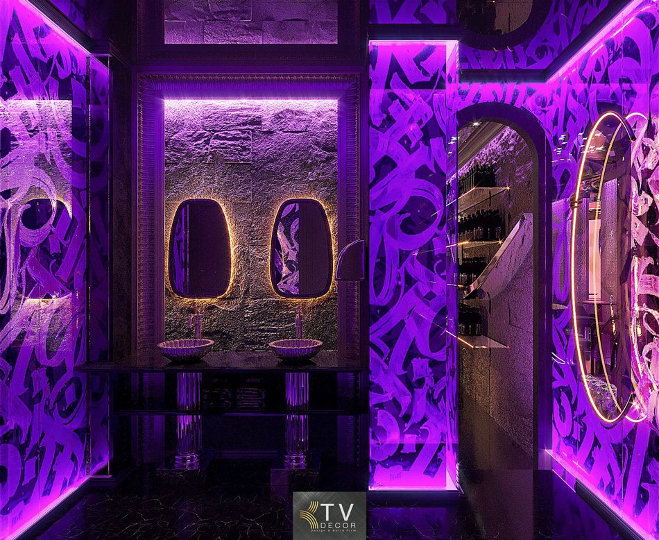 Thiết kế Lounge phong cách Nightlife với quầy cocktail sang trọng và ghế bar hiện đại. 