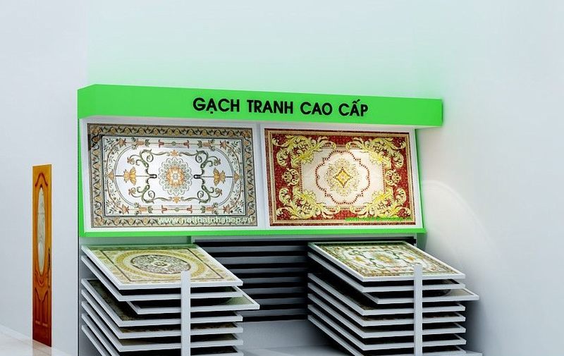 Báo giá kệ gạch lùa và kéo ưa chuộng trong thi công showroom vật liệu xây dựng 1
