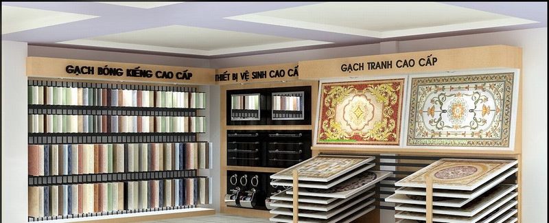Báo giá kệ gạch lùa và kéo ưa chuộng trong thi công showroom vật liệu xây dựng 7