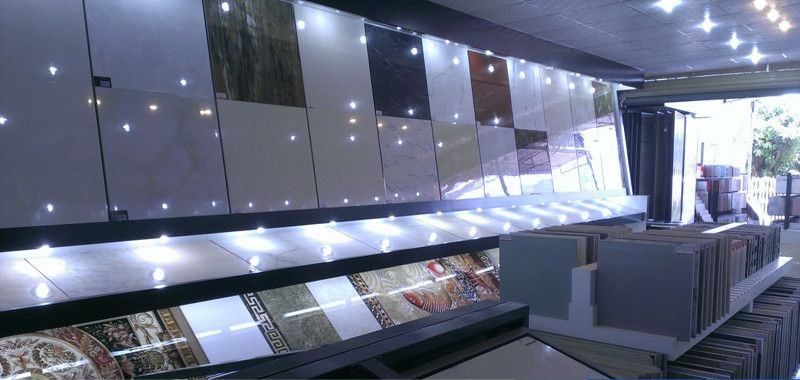 Thiết kế thi công showroom vật liệu xây dựng với mẫu kệ Gạch Nghiêng mới 7
