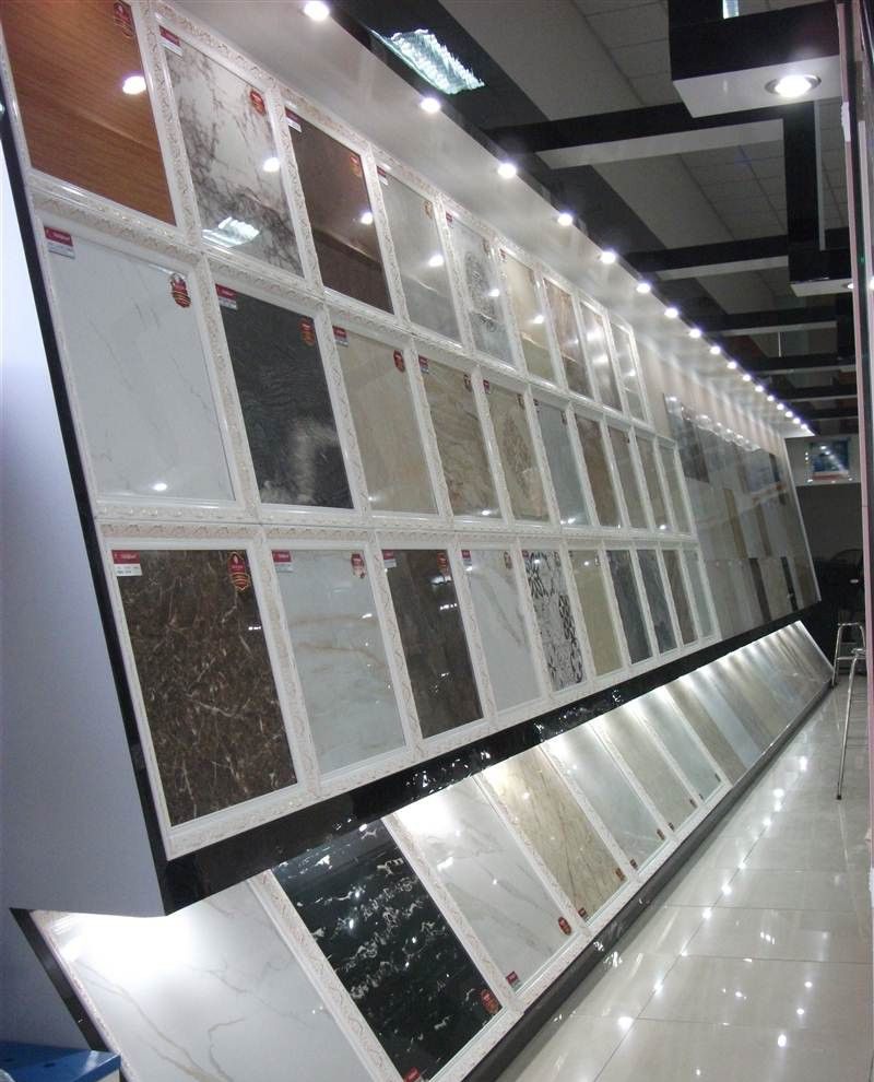 Thiết kế thi công showroom vật liệu xây dựng với mẫu kệ Gạch Nghiêng mới 8