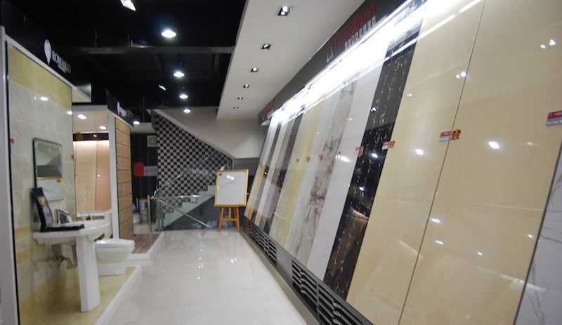 Thiết kế thi công showroom vật liệu xây dựng với mẫu kệ Gạch Nghiêng mới 9