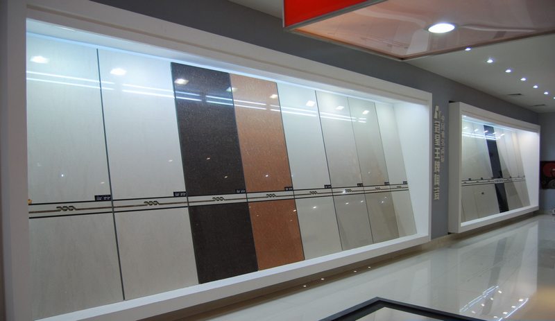 Kệ gạch nghiêng |Thiết kế thi công showroom vật liệu xây dựng 1