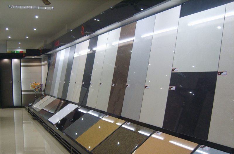 Kệ gạch nghiêng |Thiết kế thi công showroom vật liệu xây dựng 2