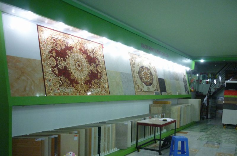 Kệ gạch nghiêng |Thiết kế thi công showroom vật liệu xây dựng 5