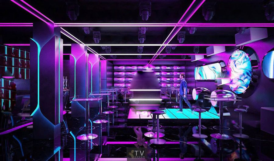 Thi công Bar Club cao cấp với hệ thống ánh sáng Moving Head. 