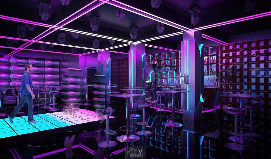 Không gian Bar Club sang trọng phong cách Cyber Future. 